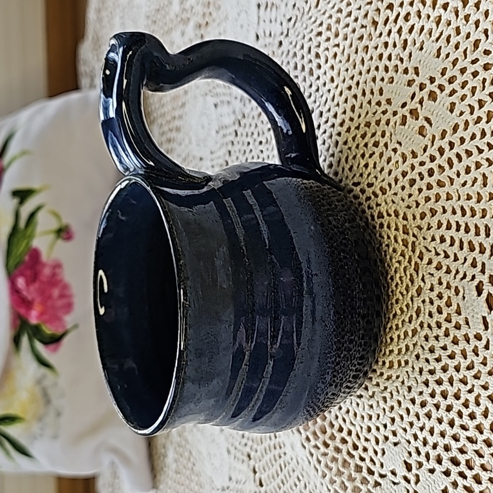 Art Pottery Mug signed. Blue